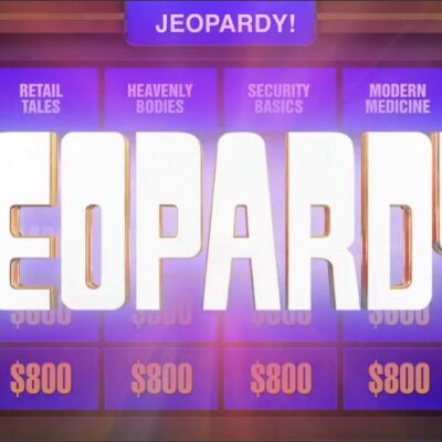 In this photo you can see gameboard for a team building program based on: Jeopardy!