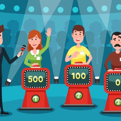 Featured Image For 11 Game Show Games for Work Teams Team Building Post